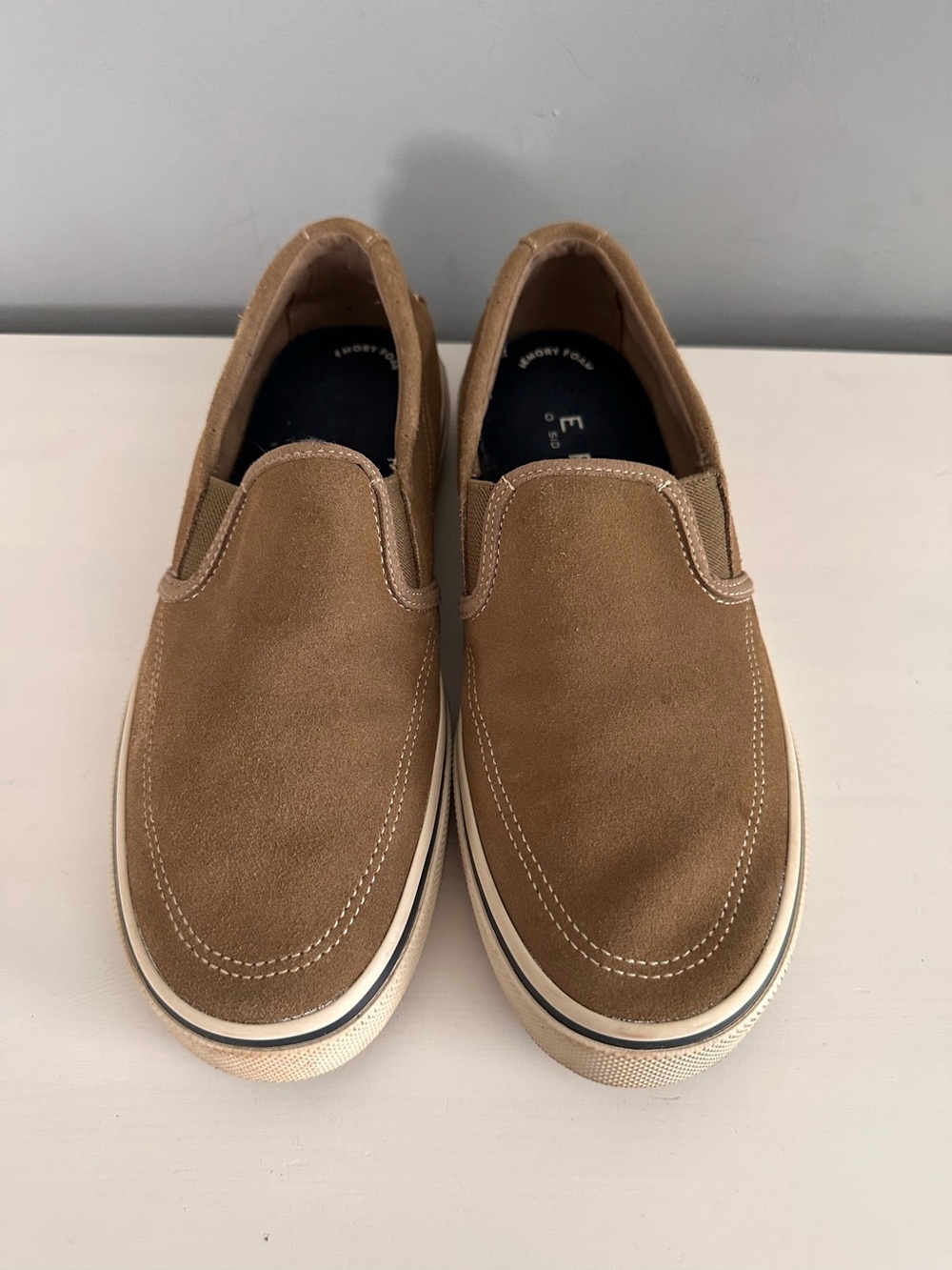 Sperry Top-Sider Halyard Slip-On Memory Foam Sneakers, Men's Size 9US Tan Suede